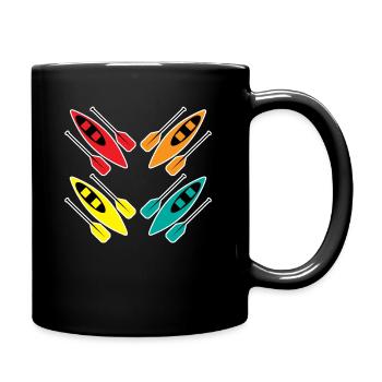 Kajakfahren Buntes Paddel Sport Muster Kunst - Tasse einfarbig - Schwarz - Rechts
