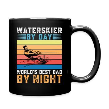 Water skiers by day World's best father at night - Full Colour Mug - black - Right