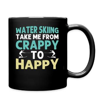 Water skiing takes me from crappy to happy - Full Colour Mug - black - Right