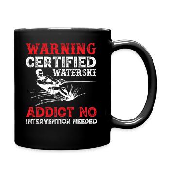 Warning Certified Water Ski Addict - Full Colour Mug - black - Right