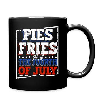 Pies Pommes Frites Und Der Vierte Juli - Tasse einfarbig - Schwarz - Rechts