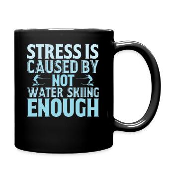 Stress is caused by little water skiing - Full Colour Mug - black - Right