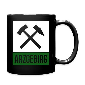 Arzgebirg Hammer Bergbau - Tasse einfarbig - Schwarz - Rechts