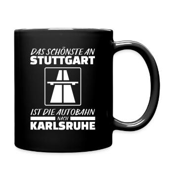 Karlsruhe T-Shirt Fussball Ultras Fanblock Fan - Tasse einfarbig - Schwarz - Rechts