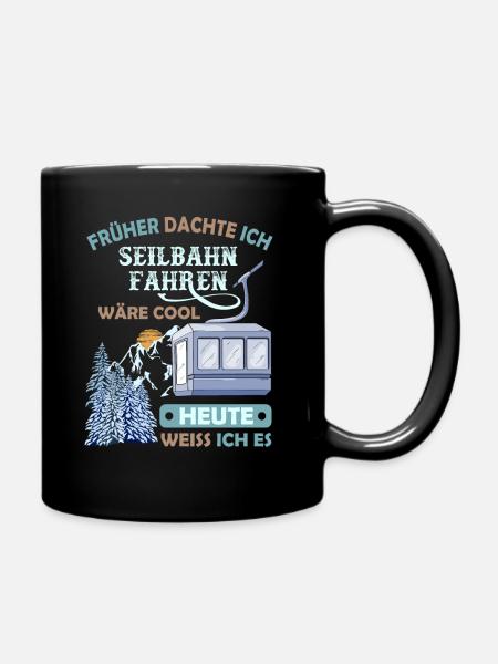 Seilbahn Bergbahn Gondel Bergstation - Tasse einfarbig - Schwarz