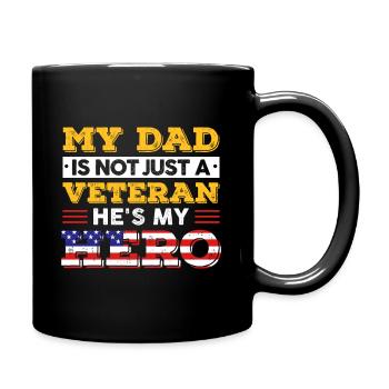 Veteran father and a hero - Full Colour Mug - black - Right