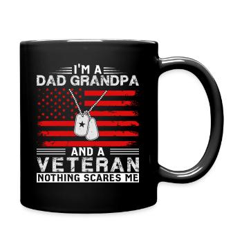 Veteran I am a father, grandpa and a veteran - Full Colour Mug - black - Right