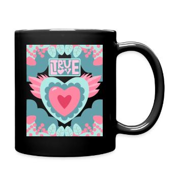 Amour Dire, Vrai-Amour, Motif de la Saint-Valentin - Mug uni - noir - Droite