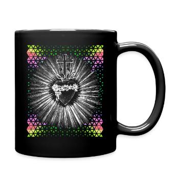Christlich, Jesus Christus, blutendes Herz - Tasse einfarbig - Schwarz - Rechts