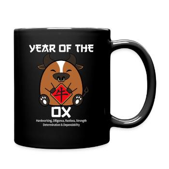 Chinesisches Neujahr Niedlicher Ochse Zodiac Mondneujahr - Tasse einfarbig - Schwarz - Rechts