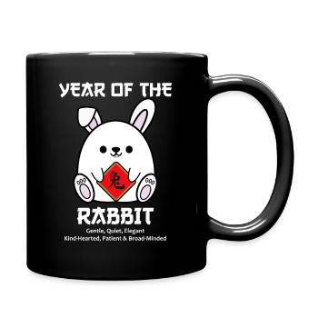 Lustiges chinesisches Neujahr des Kaninchen-Tierkreises auf dem Mond - Tasse einfarbig - Schwarz - Rechts
