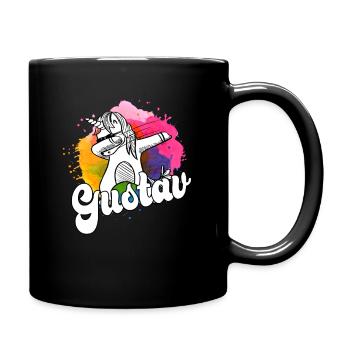 GUSTAV - Schöner Jungen Name mit Coolem Einhorn - Tasse einfarbig - Schwarz - Rechts