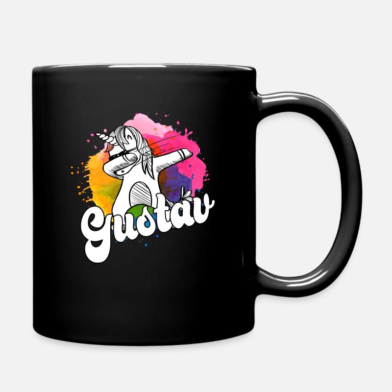 GUSTAV - Beau nom de garçon avec une licorne cool - Mug uni - noir