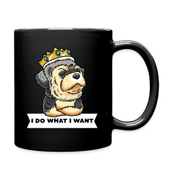 Chien Morkie avec couronne - Mug uni - noir - Droite