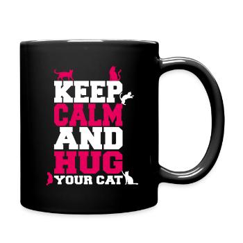 Keep Calm And Hug Your Cat Owner Cat Lover - Full Colour Mug - black - Right