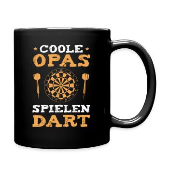Coole Opas spielen Dart Vatertag Dartspieler - Tasse einfarbig - Schwarz - Rechts