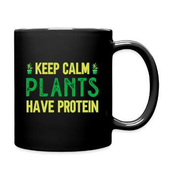 Vegan Keep Calm Pflanzen haben Protein - Tasse einfarbig - Schwarz - Rechts