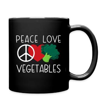 Vegetarian -Peace Vegetables Love - Tasse einfarbig - Schwarz - Rechts
