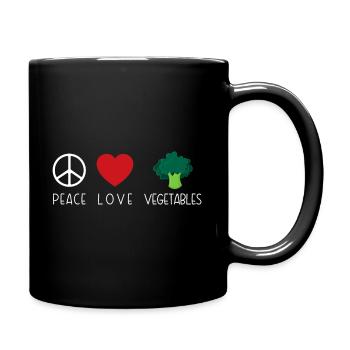Vegetaria - Peace Vegetables Love - Tasse einfarbig - Schwarz - Rechts