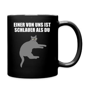Freche Schlaue Nerd Katze Lustiger Spruch Geschenk - Tasse einfarbig - Schwarz - Rechts