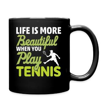 La vie est meilleure quand vous jouez au tennis - Mug uni - noir - Droite