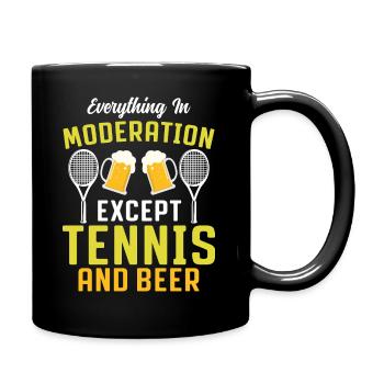 Alles In Maßen Außer Tennis Und Bier - Tasse einfarbig - Schwarz - Rechts