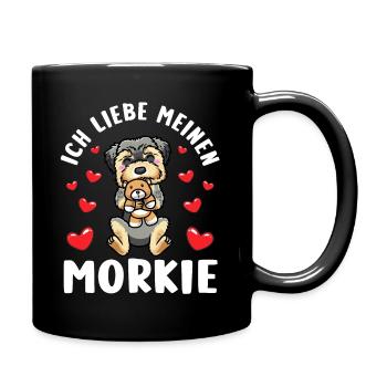 Ich Liebe Meinen Morkie Hund - Tasse einfarbig - Schwarz - Rechts