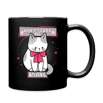 Funny cat says don't leave me, saying - Full Colour Mug - black - Right
