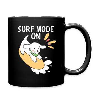 Drôle de surfeur, surf, chien avec planche de surf disant - Mug uni - noir - Droite
