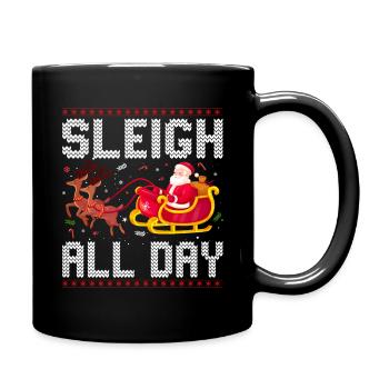 Weihnachten Outfit - Weihnachtsschlitten - Tasse einfarbig - Schwarz - Rechts