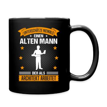 Architekt Alter Mann Spruch Herren Geschenk - Tasse einfarbig - Schwarz - Rechts