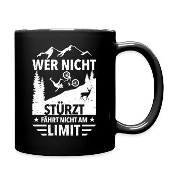 Mountainbike Wer nicht stürzt - Tasse einfarbig - Schwarz - Rechts