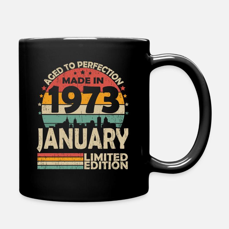Januar 1973 Vintage Jahrgang Geburtstag Retro - Tasse einfarbig - Schwarz