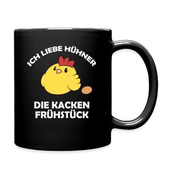 Ich liebe Hühner, die kacken Frühstück - Tasse einfarbig - Schwarz - Rechts