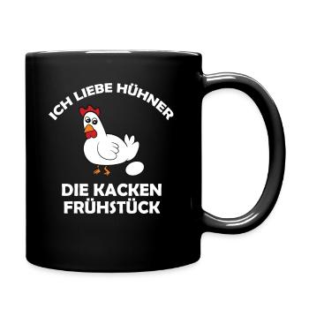 Ich liebe Hühner, die kacken Frühstück - Tasse einfarbig - Schwarz - Rechts