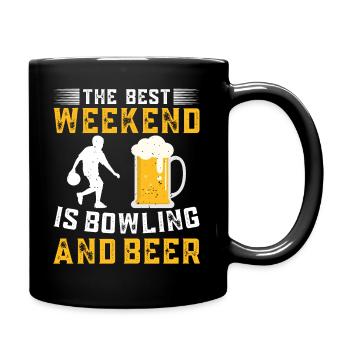 Das Beste Wochenende Ist Bowling Und Bier - Tasse einfarbig - Schwarz - Rechts
