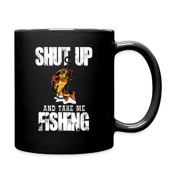 Tais-toi et emmène-moi pêcher - Dicton de pêcheur - Mug uni - noir - Droite