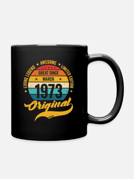 Retro 50 Jahre März 1973 Geburtstag Vintage Bday - Tasse einfarbig - Schwarz