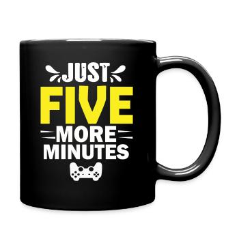 Just Five More Minutes - Funny Gaming Saying - Full Colour Mug - black - Right