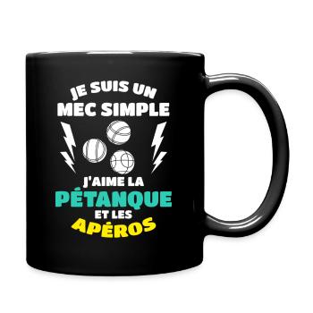 Un mec Simple J'aime La Pétanque et Les Apéros - Mug uni - noir - Droite