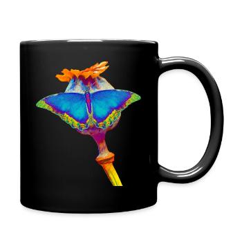 Butterfly on opium capsule - Full Colour Mug - black - Right