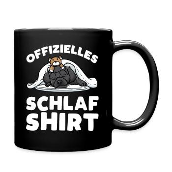 Schnoodle Hund Mit Kuscheltier Schlaf Schlummern - Tasse einfarbig - Schwarz - Rechts
