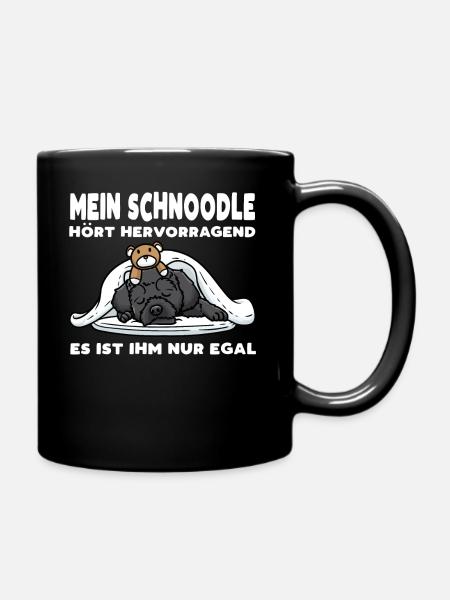 Schnoodle Hund Mit Kuscheltier - Tasse einfarbig - Schwarz