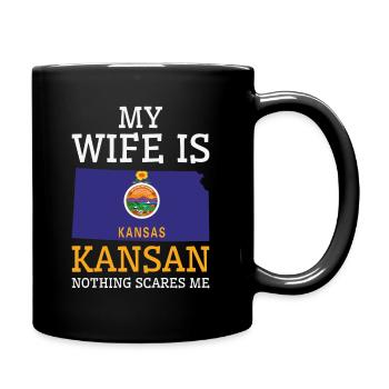 Nothing Scares Me Kansan Wife Kansas - Full Colour Mug - black - Right