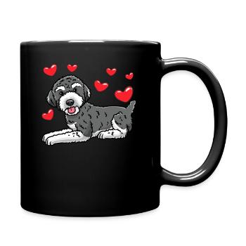Schnoodle Hund - Tasse einfarbig - Schwarz - Rechts