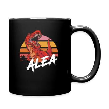 ALEA - Schöner Mädchen Name mit T-REX Dino - Tasse einfarbig - Schwarz - Rechts