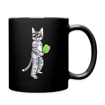 Katze Spielt Pickleball - Tasse einfarbig - Schwarz - Rechts