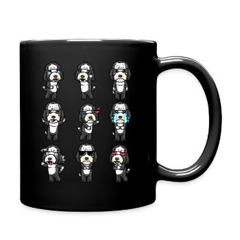 Sheepadoodle Dog Kawaii Emoticon - Full Colour Mug - black - Right