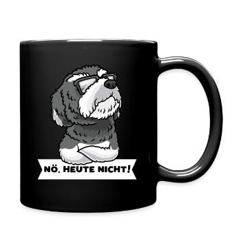 Schnoodle Hund Mit Sonnenbrille Stur - Tasse einfarbig - Schwarz - Rechts