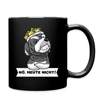 Schnoodle Hund Mit Krone Stur - Tasse einfarbig - Schwarz - Rechts